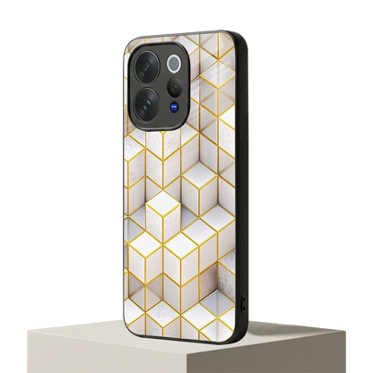 Golden Geometry vivo v70 elite mobile cover | shockproof glass phone case
