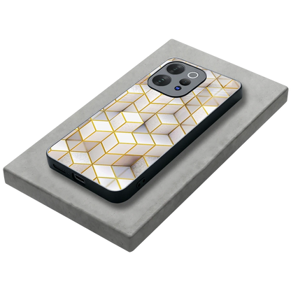 Golden Geometry stylish phone case for vivo v70 elite | glossy glass and slim fit