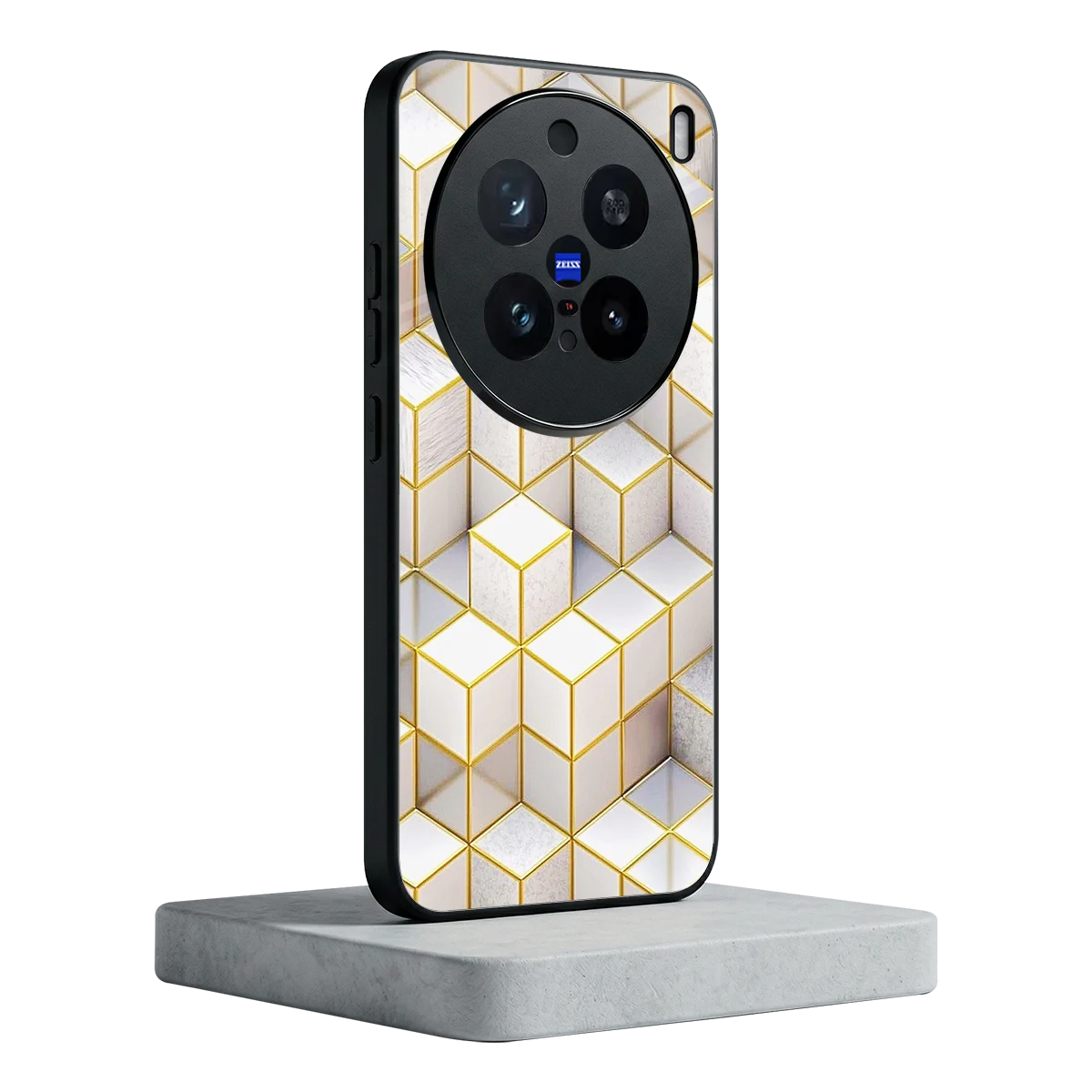 Golden Geometry vivo x200 pro mobile cover | shockproof glass phone case