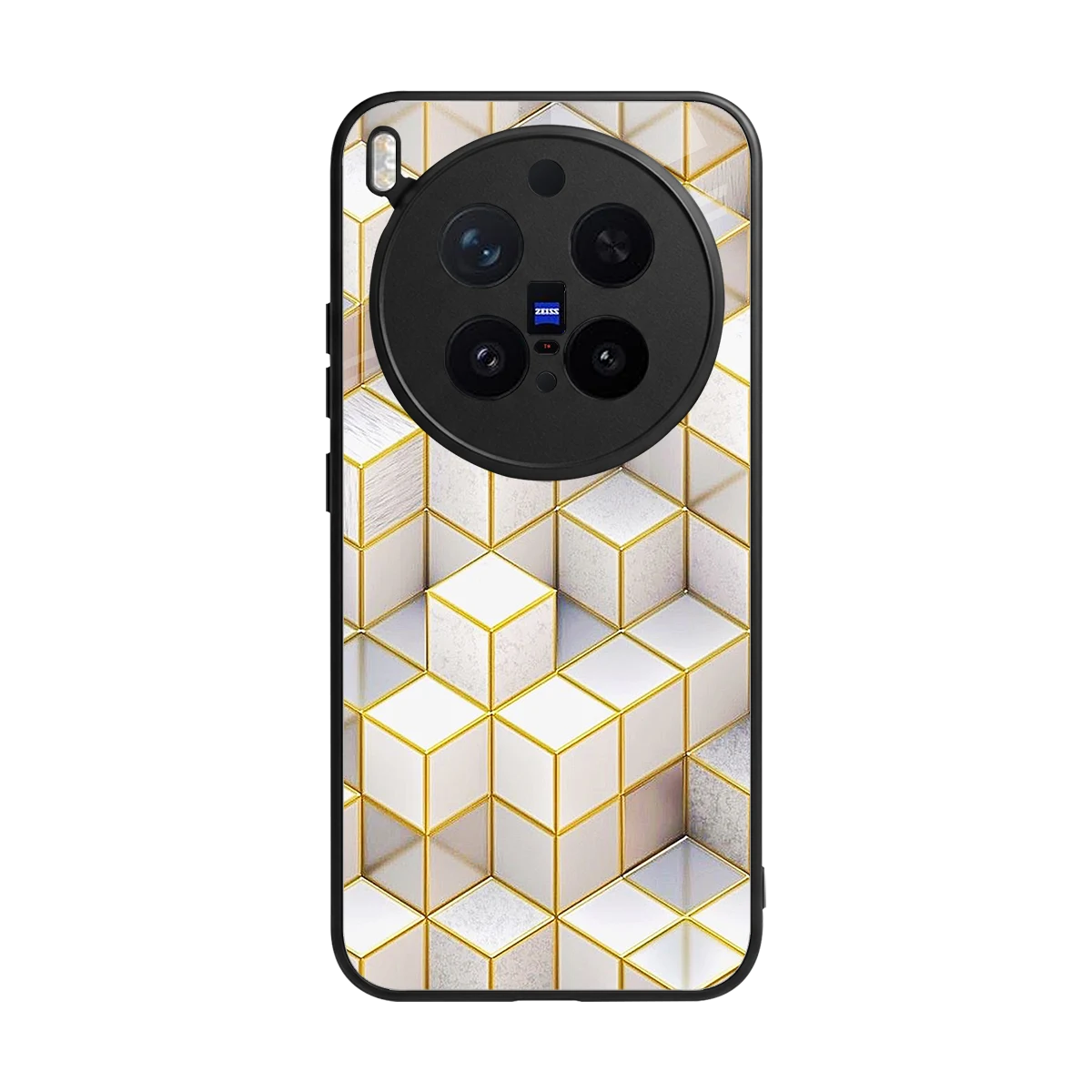 Golden Geometry back phone cover | glass case for vivo x300 pro