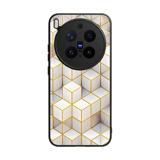 Golden Geometry back phone cover | glass case for vivo x300 pro