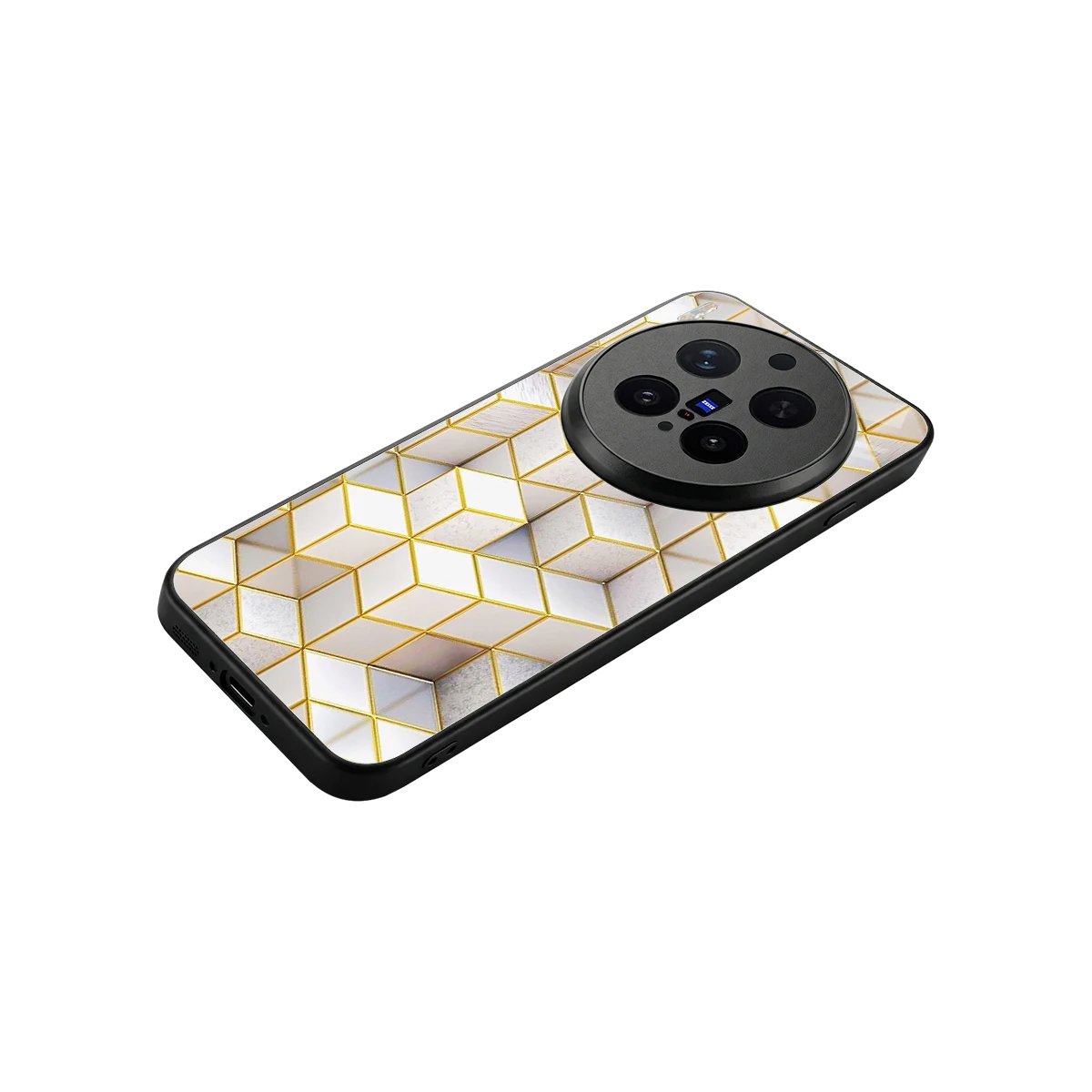 Golden Geometry stylish phone case for vivo x300 pro | glossy glass and slim fit
