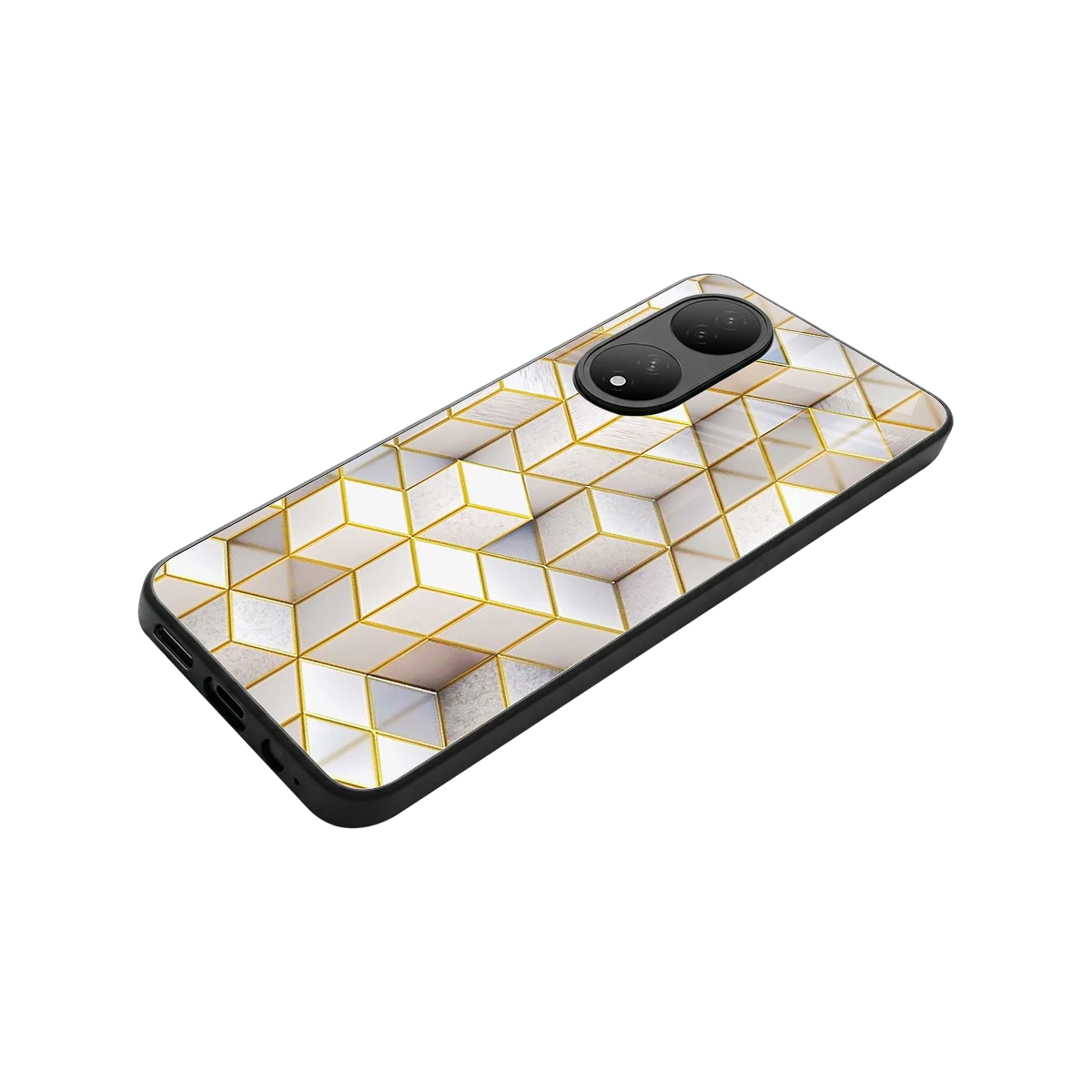 Golden Geometry stylish phone case for Vivo-y100 | glossy glass and slim fit