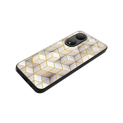 Golden Geometry stylish phone case for Vivo-y100 | glossy glass and slim fit