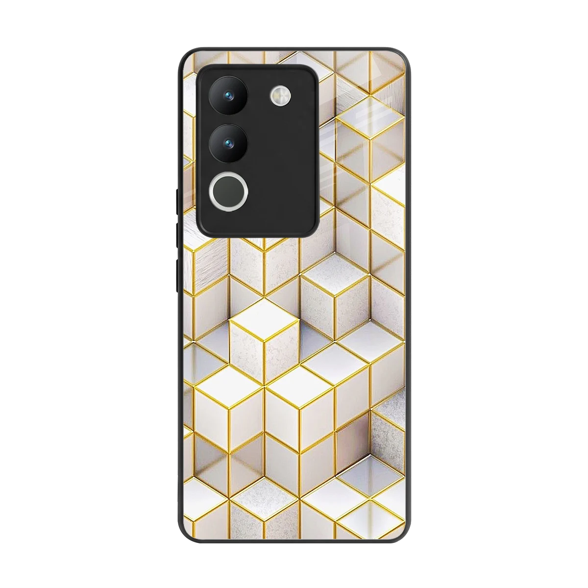 Golden Geometry back phone cover | glass case for vivo y200 5g