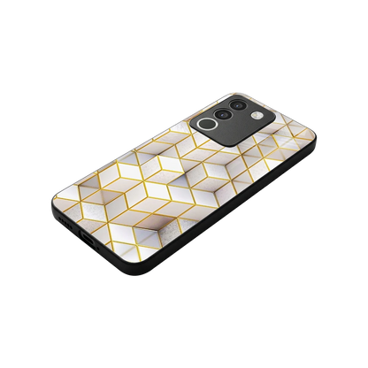 Golden Geometry stylish phone case for vivo y200 5g | glossy glass and slim fit