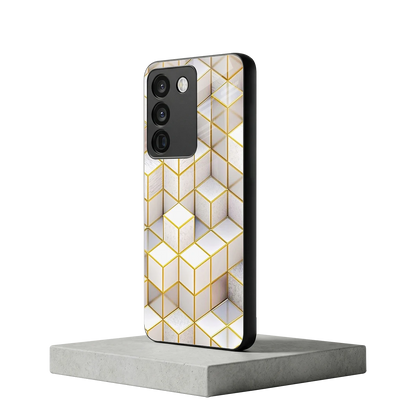 Golden Geometry vivo y200 5g mobile cover | shockproof glass phone case