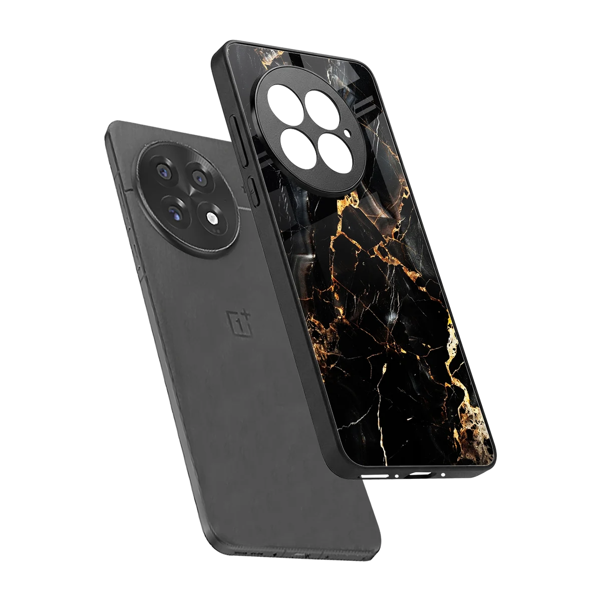 Golden Obsidian sleek oneplus 13 cover with tempered glass back and TPU edges