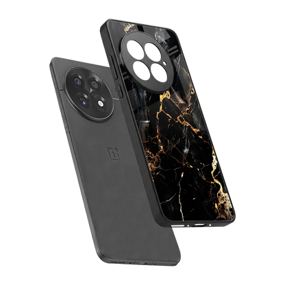 Golden Obsidian sleek oneplus 13 cover with tempered glass back and TPU edges