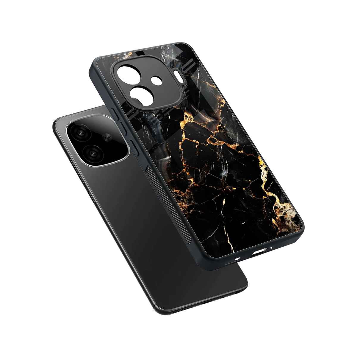 Golden Obsidian sleek iqoo neo 10r 5g cover with tempered glass back and TPU edges