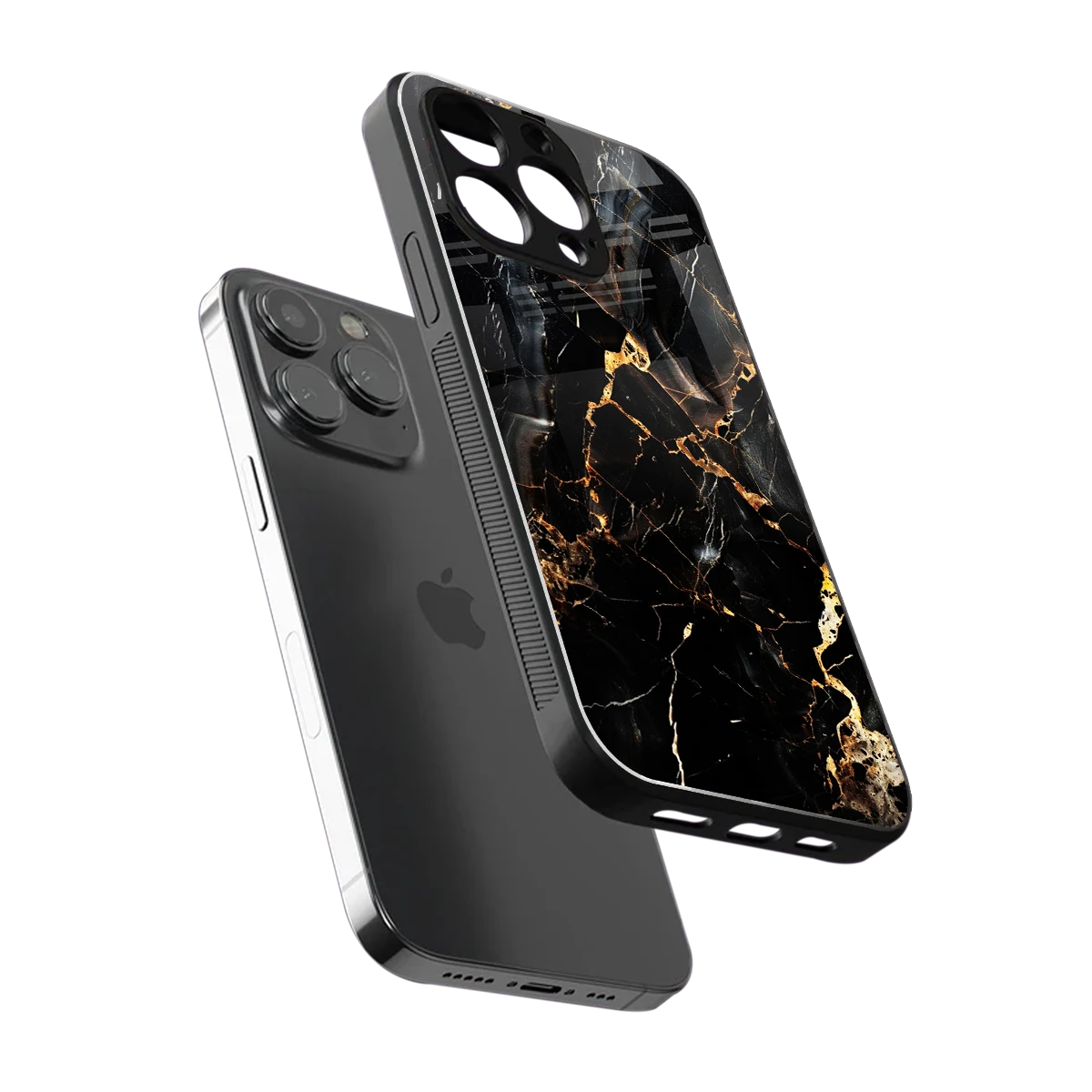 Golden Obsidian sleek iphone 13 pro cover with tempered glass back and TPU edges