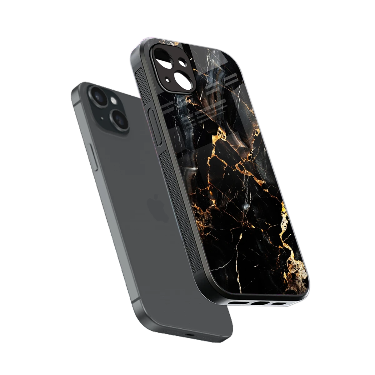 Golden Obsidian sleek iphone 14 plus cover with tempered glass back and TPU edges