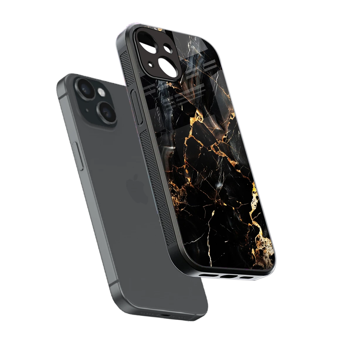 Golden Obsidian sleek iphone 15 cover with tempered glass back and TPU edges