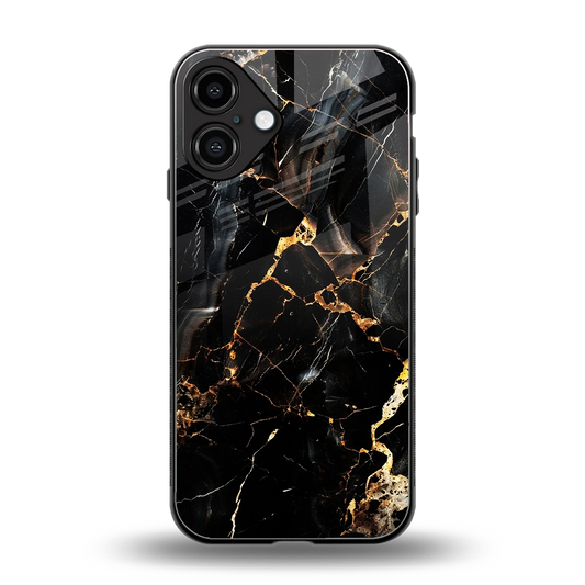 Golden Obsidian back phone cover | glass case for iphone 16 plus