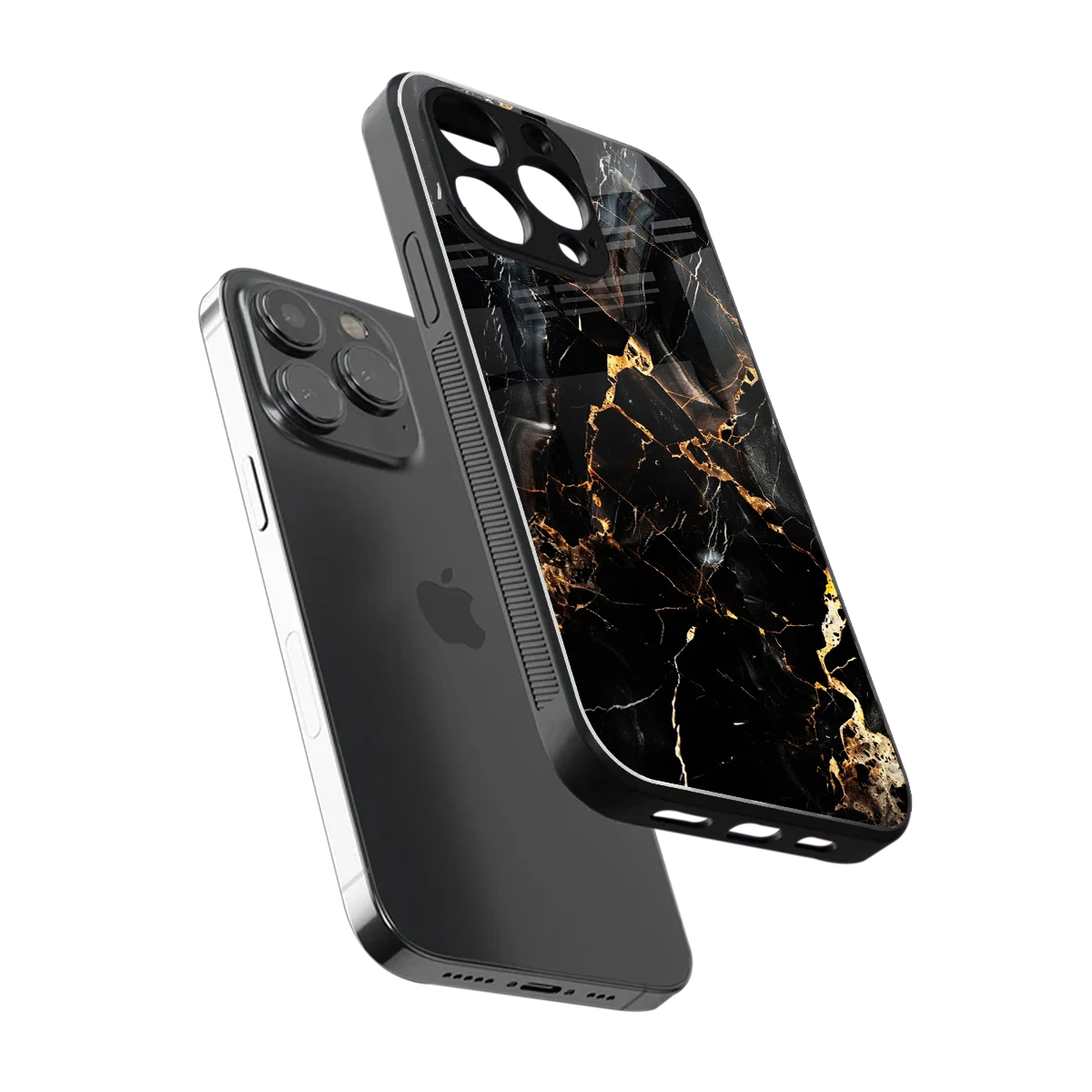 Golden Obsidian sleek iphone 16 pro max cover with tempered glass back and TPU edges