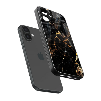 Golden Obsidian sleek iPhone 16 cover with tempered glass back and TPU edges