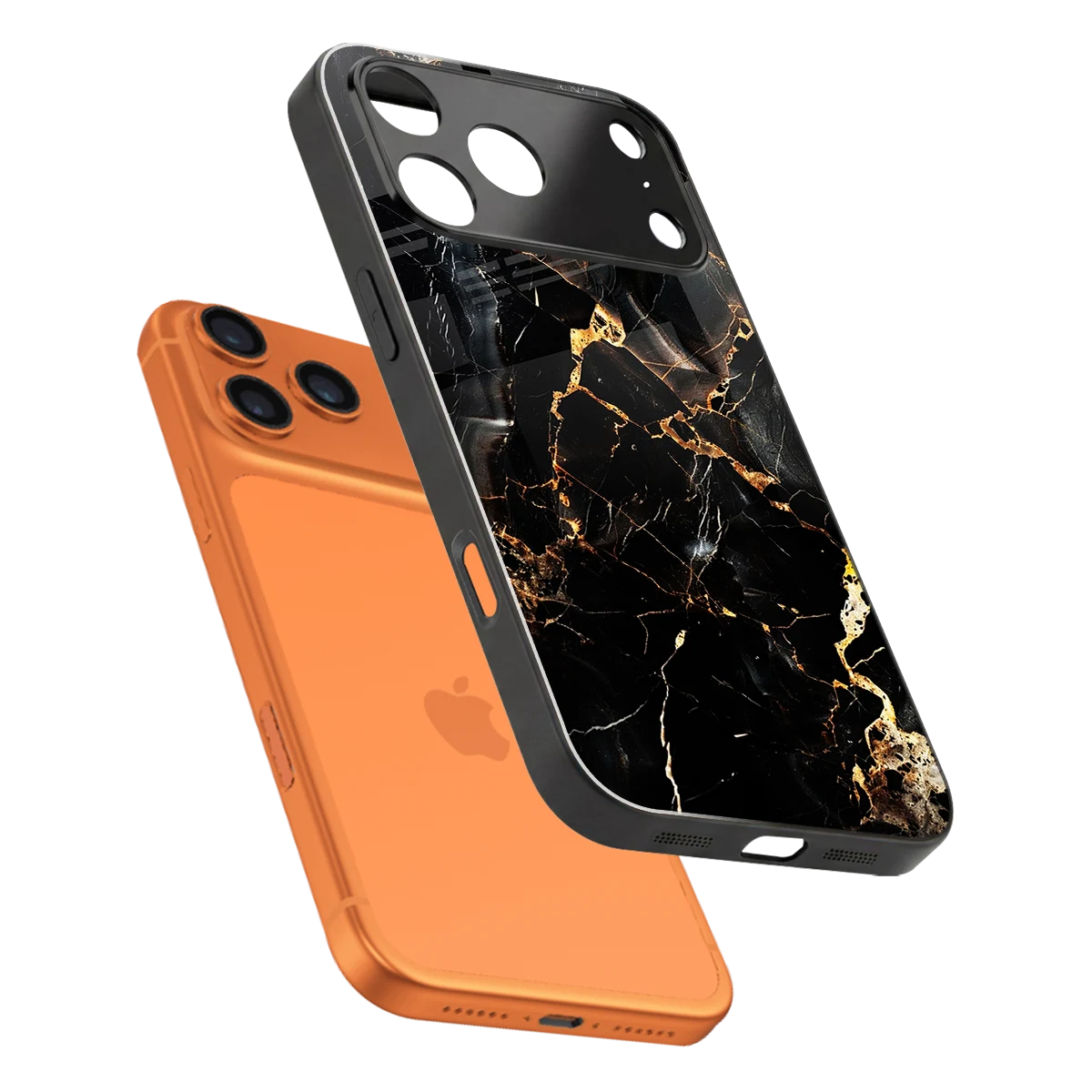 Golden Obsidian sleek iphone 17 pro max cover with tempered glass back and TPU edges