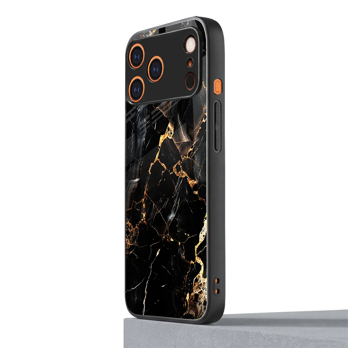 Golden Obsidian iphone 17 pro mobile cover | shockproof glass phone case