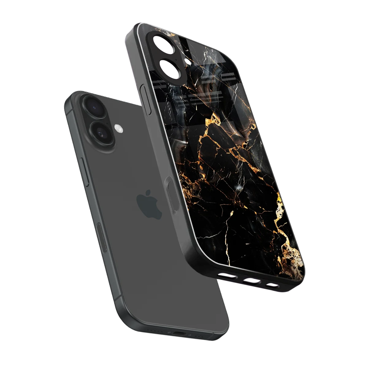 Golden Obsidian sleek iphone 17 cover with tempered glass back and TPU edges