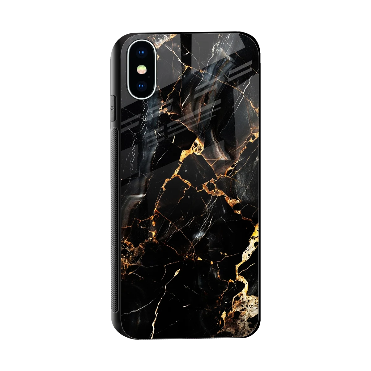 Golden Obsidian sleek iphone xs cover with tempered glass back and TPU edges