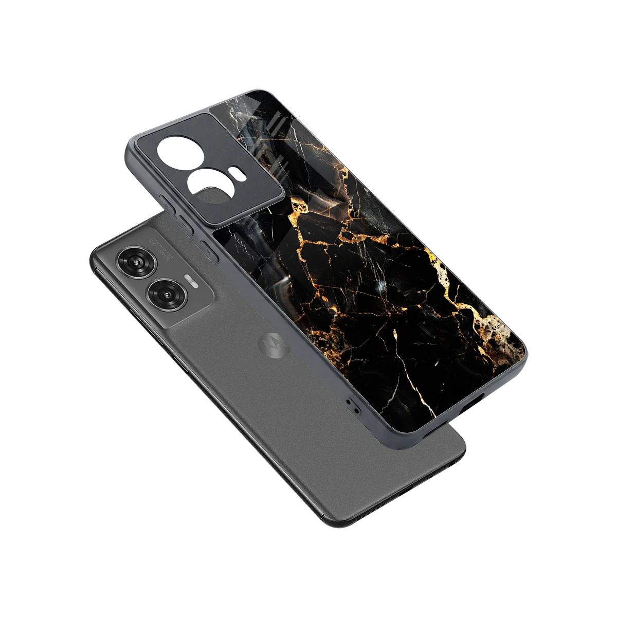Golden Obsidian sleek motorola edge 50 fusion cover with tempered glass back and TPU edges