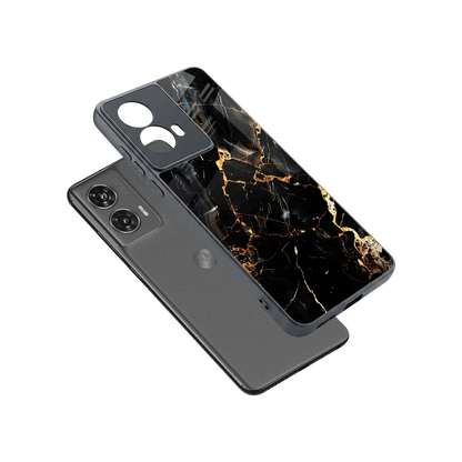 Golden Obsidian sleek motorola edge 50 fusion cover with tempered glass back and TPU edges