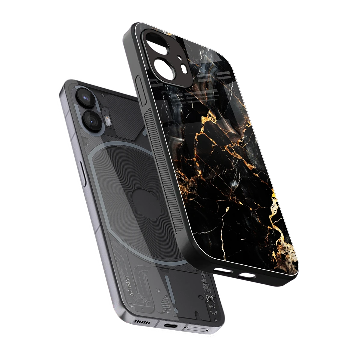 Golden Obsidian sleek nothing phone 2 cover with tempered glass back and TPU edges
