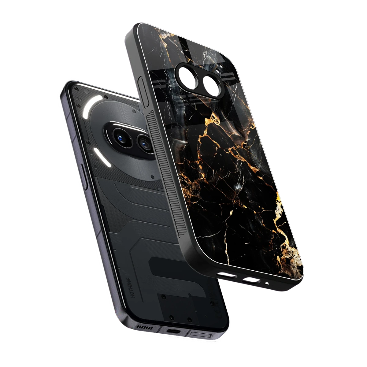 Golden Obsidian sleek nothing phone 2a plus cover with tempered glass back and TPU edges