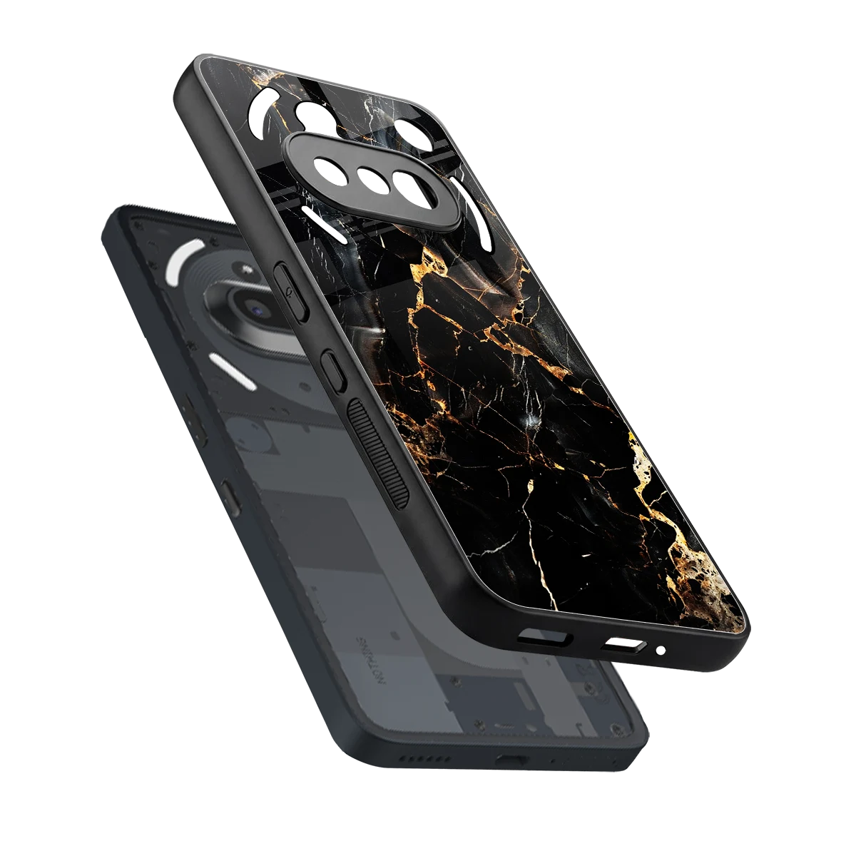Golden Obsidian sleek nothing phone 3a cover with tempered glass back and TPU edges