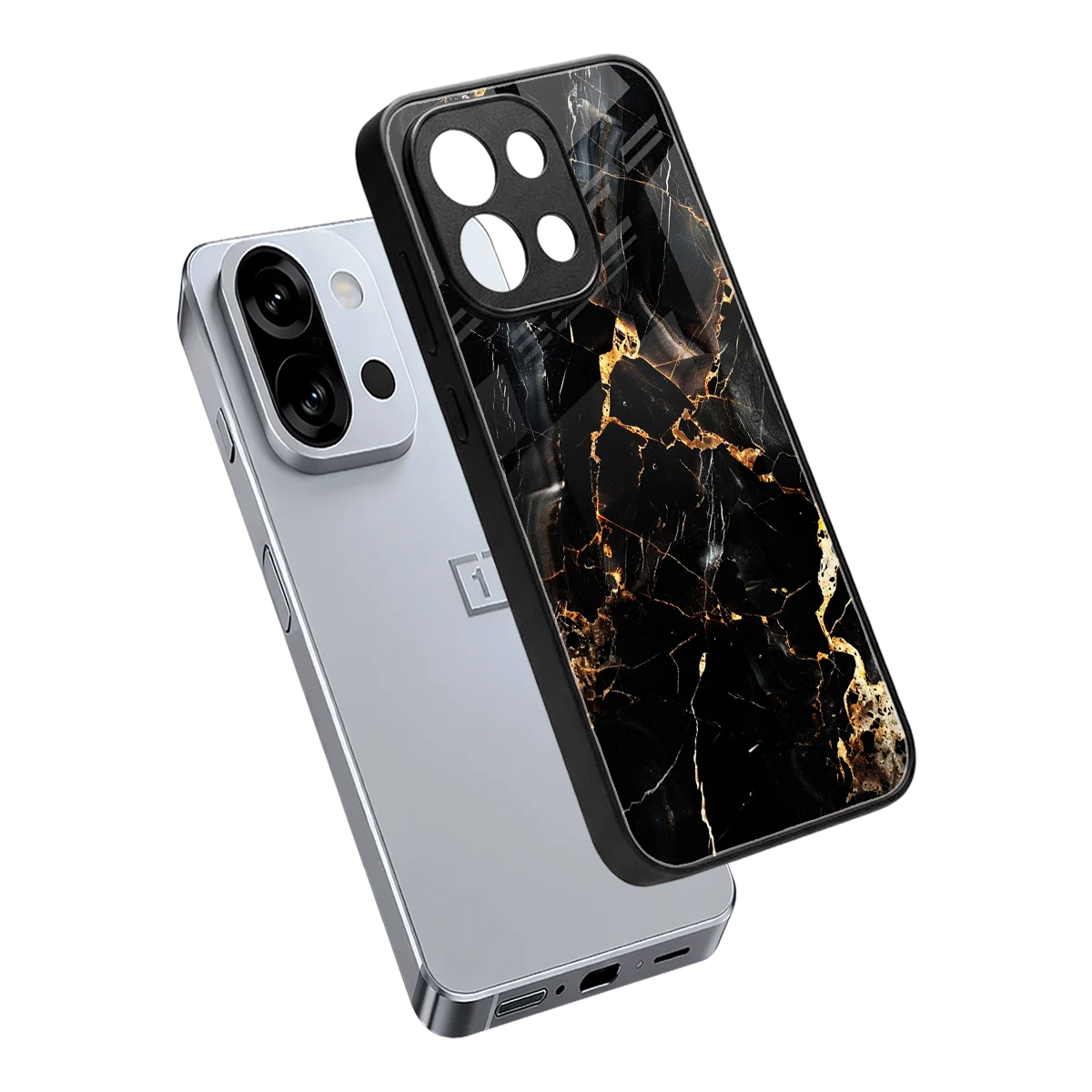 Golden Obsidian sleek oneplus 13s cover with tempered glass back and TPU edges