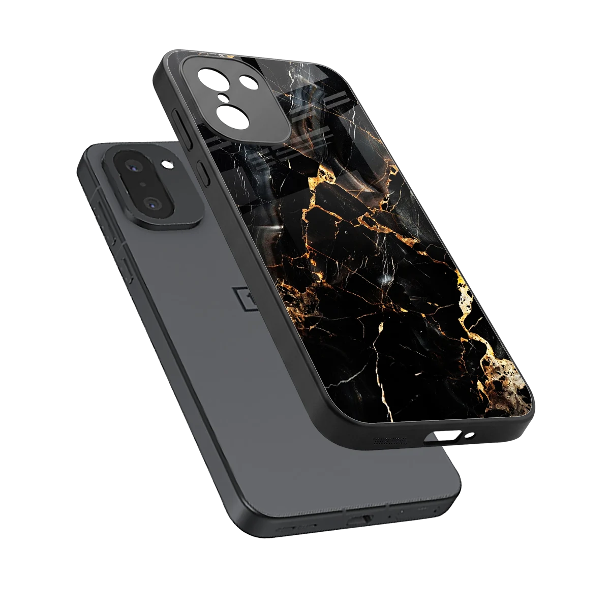 Golden Obsidian sleek oneplus 15r cover with tempered glass back and TPU edges