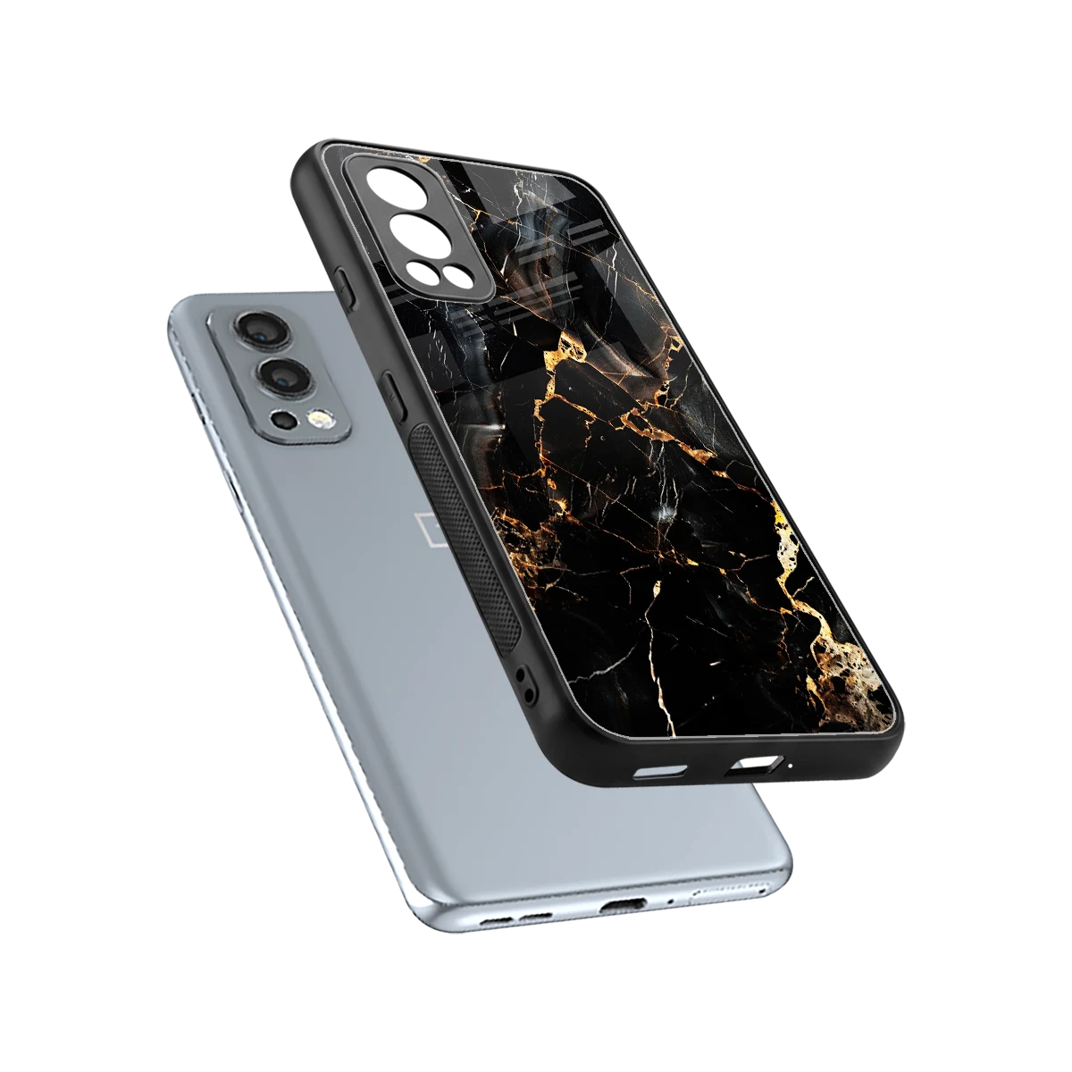 Golden Obsidian sleek oneplus nord 2 cover with tempered glass back and TPU edges