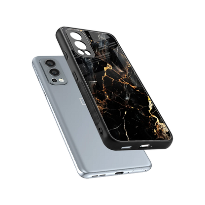 Golden Obsidian sleek oneplus nord 2 cover with tempered glass back and TPU edges