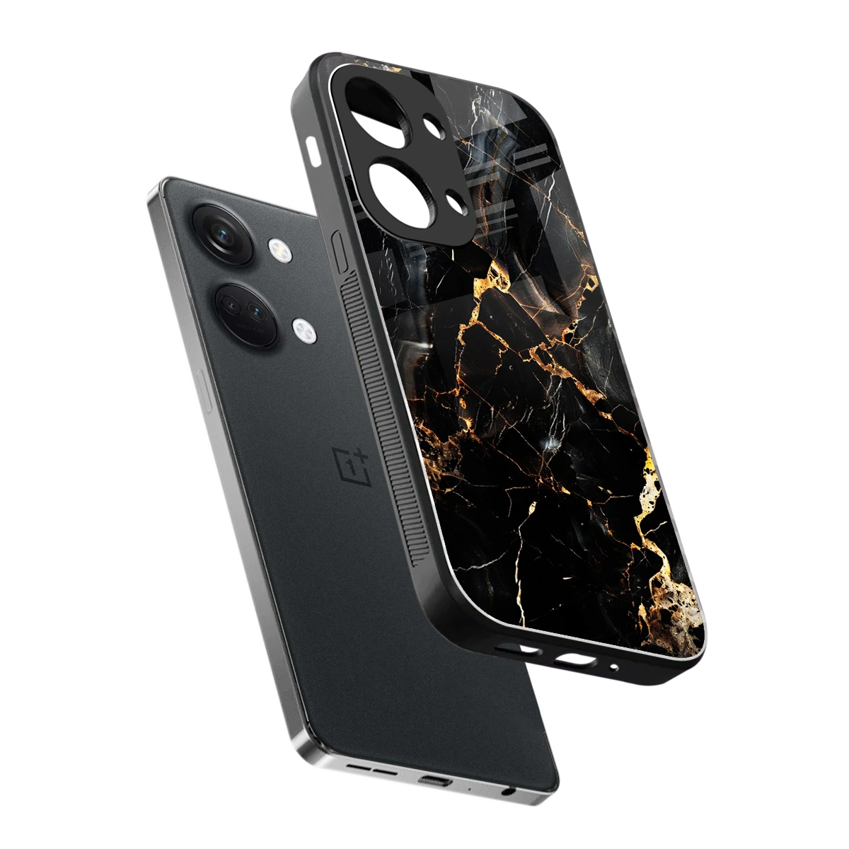 Golden Obsidian sleek oneplus nord 3 cover with tempered glass back and TPU edges