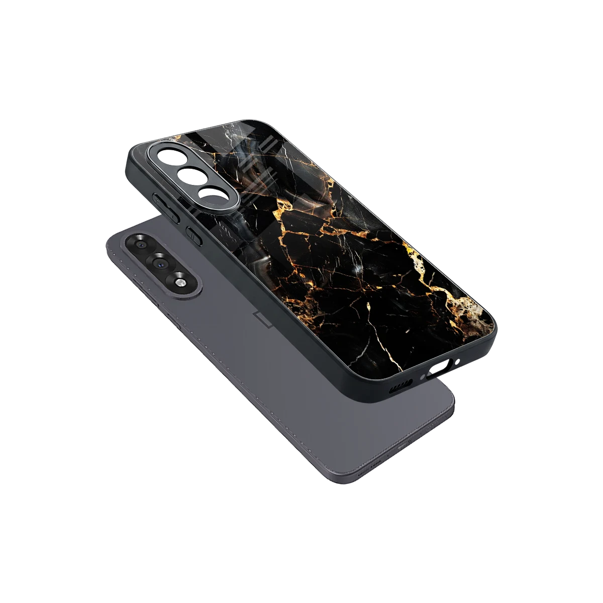 Golden Obsidian sleek oneplus nord 5 cover with tempered glass back and TPU edges