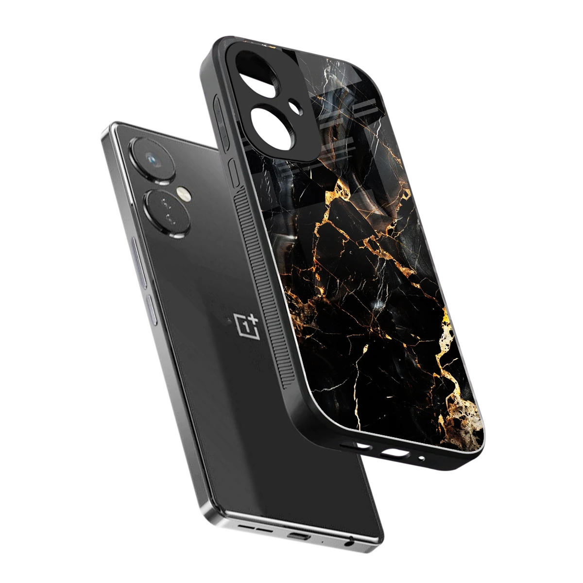 Golden Obsidian sleek oneplus nord ce 3 cover with tempered glass back and TPU edges
