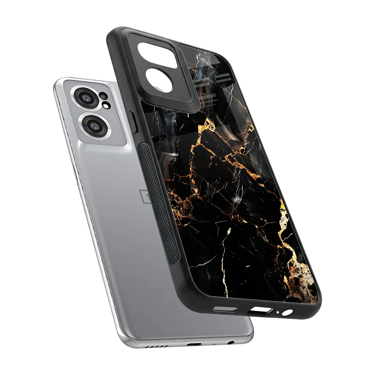 Golden Obsidian sleek oneplus nord ce 2 cover with tempered glass back and TPU edges