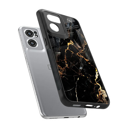 Golden Obsidian sleek oneplus nord ce 2 cover with tempered glass back and TPU edges