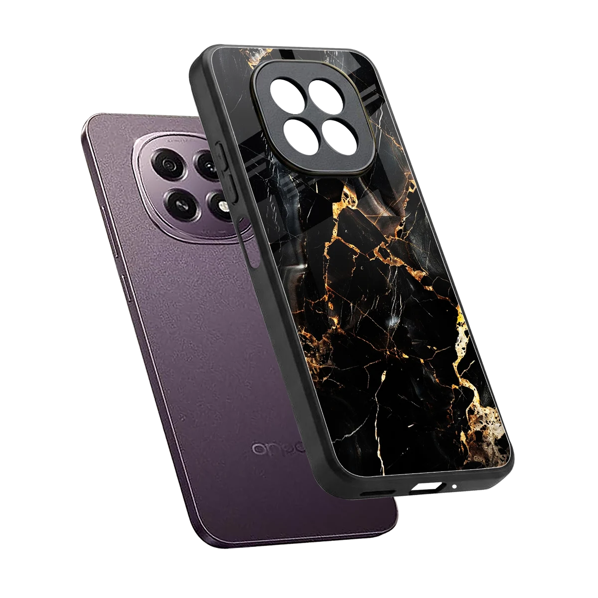 Golden Obsidian sleek oppo f29 5g cover with tempered glass back and TPU edges