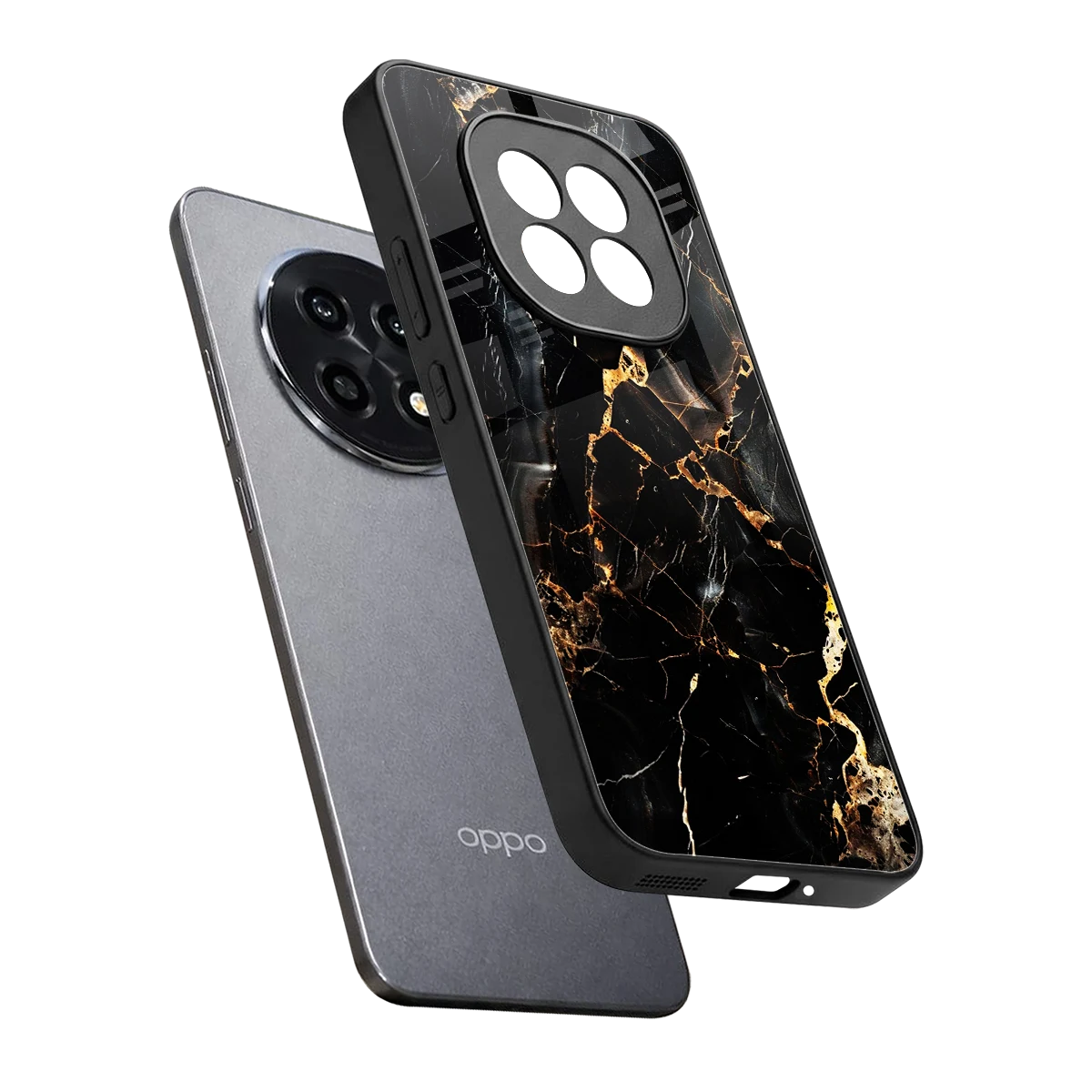 Golden Obsidian sleek oppo f29 pro 5g cover with tempered glass back and TPU edges