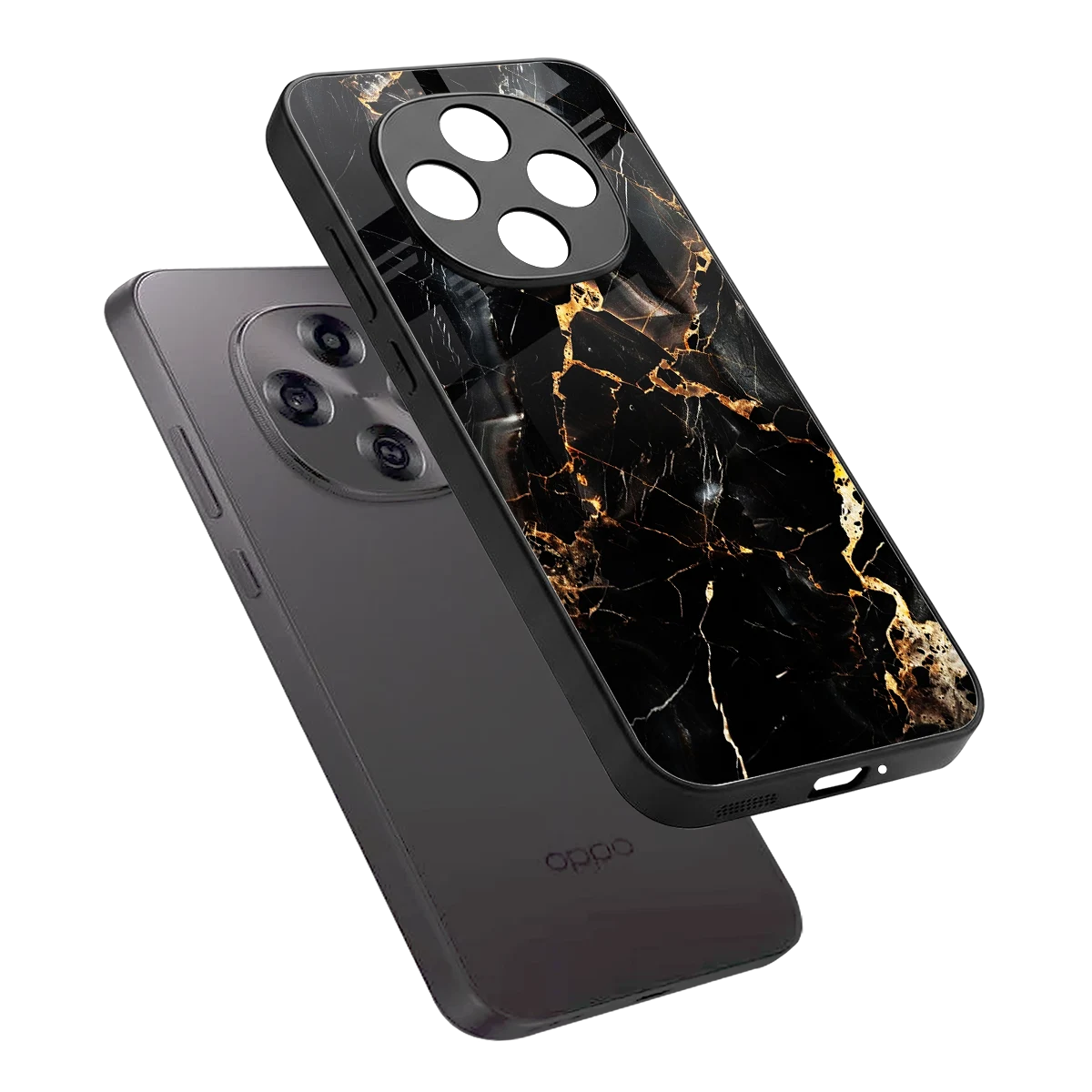 Golden Obsidian sleek oppo f31 pro 5g cover with tempered glass back and TPU edges