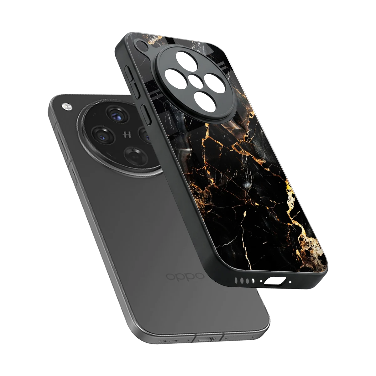 Golden Obsidian sleek oppo find x8 cover with tempered glass back and TPU edges