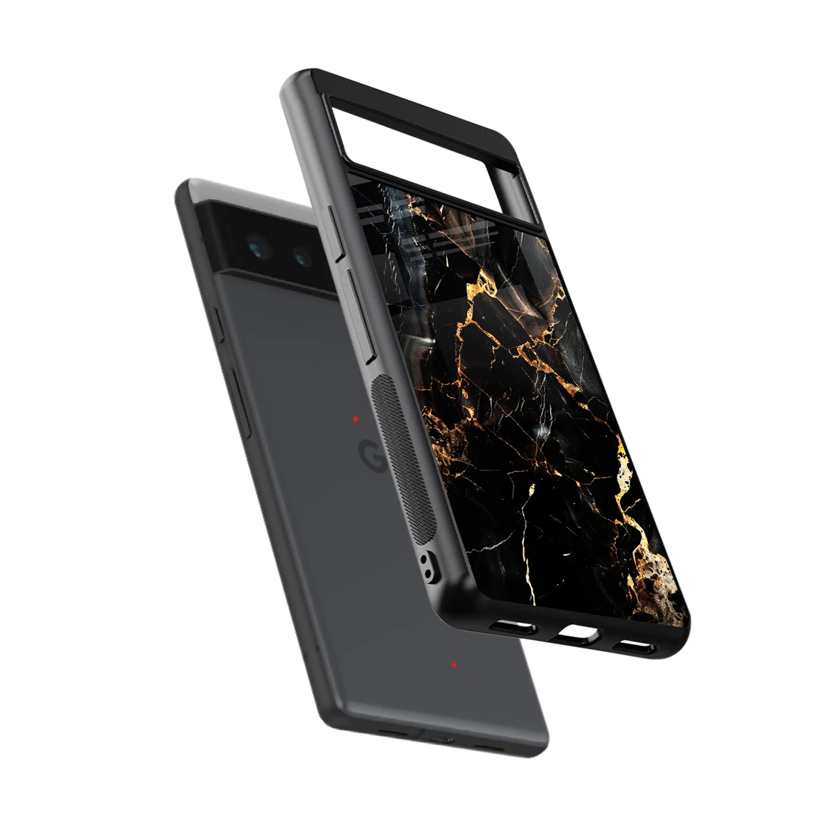 Golden Obsidian sleek google pixel 6a cover with tempered glass back and TPU edges
