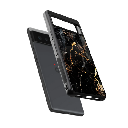 Golden Obsidian sleek google pixel 6a cover with tempered glass back and TPU edges