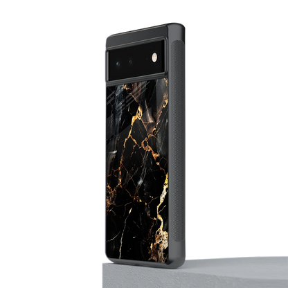 Golden Obsidian stylish phone case for google pixel 6a | glossy glass and slim fit