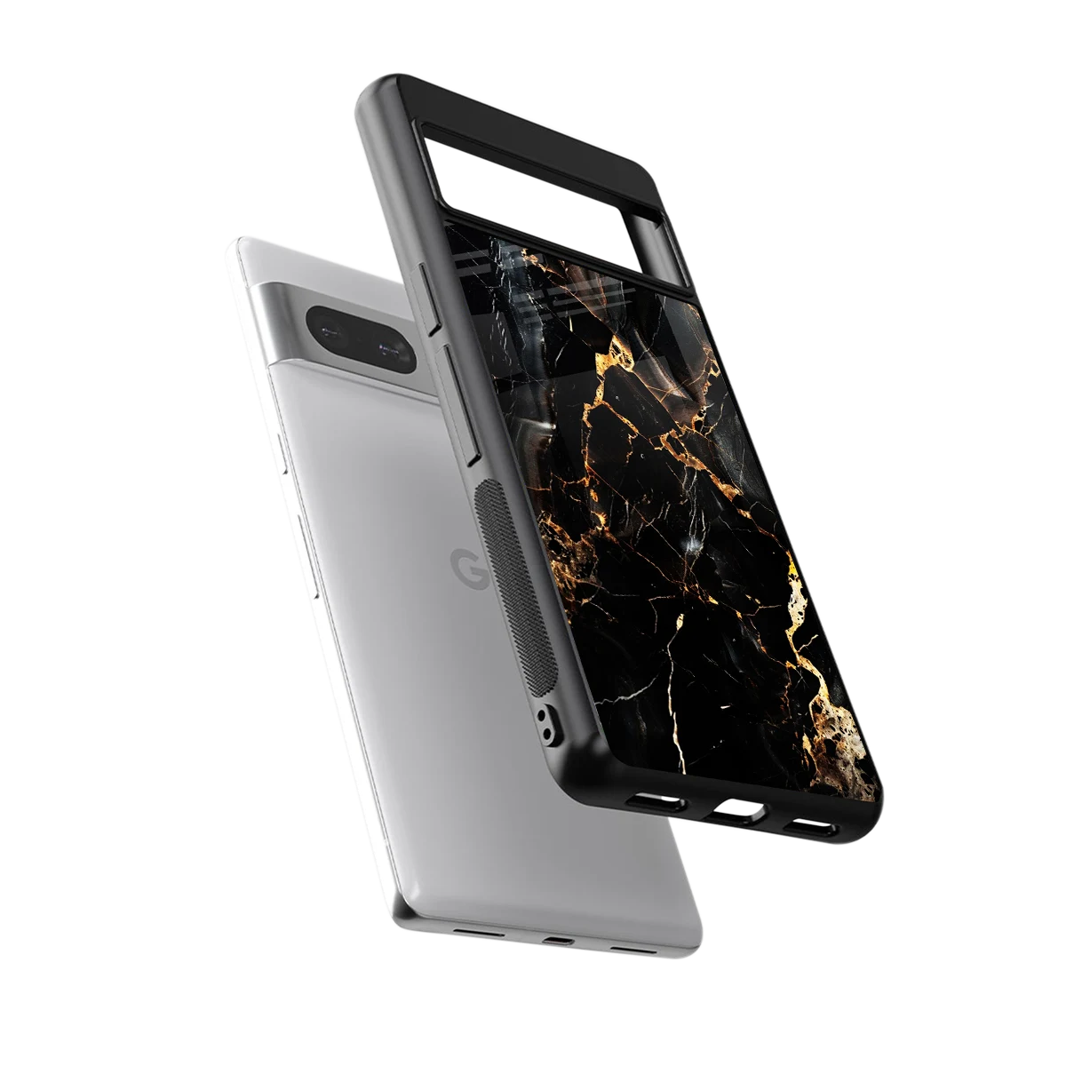 Golden Obsidian sleek google pixel 7a cover with tempered glass back and TPU edges