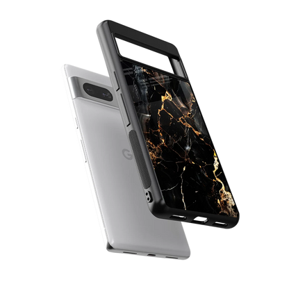 Golden Obsidian sleek google pixel 7a cover with tempered glass back and TPU edges