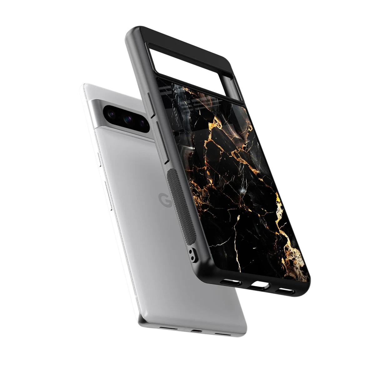 Golden Obsidian sleek google pixel 8 pro cover with tempered glass back and TPU edges