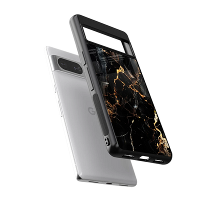Golden Obsidian sleek google pixel 8 cover with tempered glass back and TPU edges