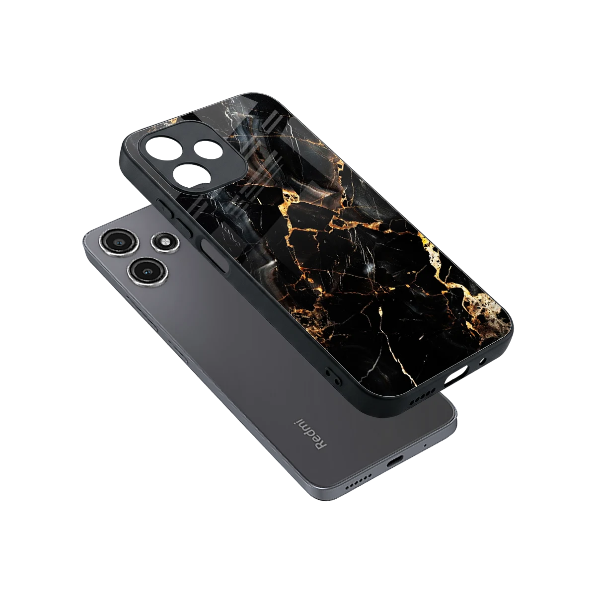 Golden Obsidian sleek redmi 12 5g cover with tempered glass back and TPU edges